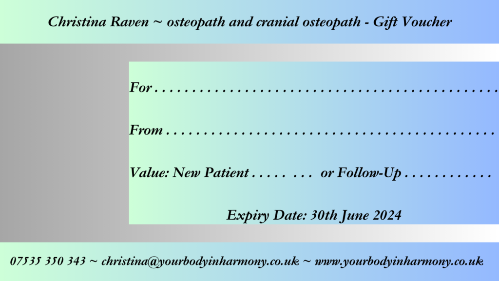 Christina Raven's osteopathy gift voucher